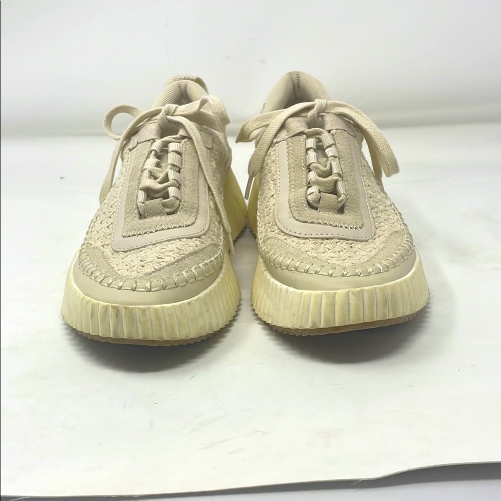 Dolce Vita Off-White Knit Platform Sneakers Size 7.5 Excellent Condition